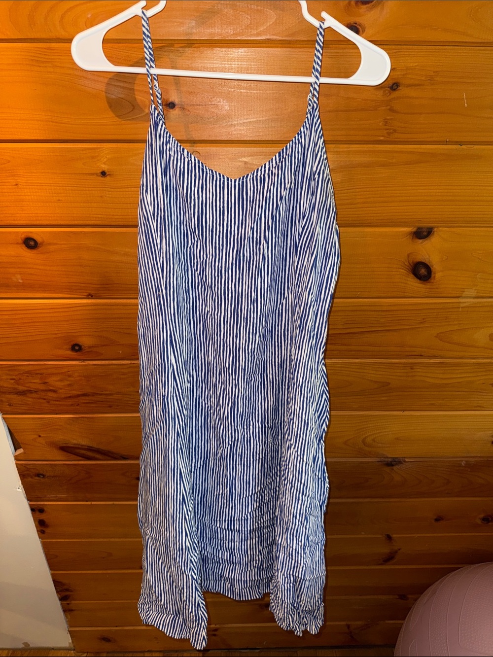 Old Navy Blue and White Striped Midi Slip Dress